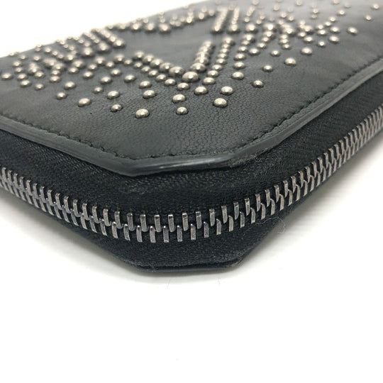 JIMMY CHOO Long Wallet Purse leather black Star motif Women Used Authentic