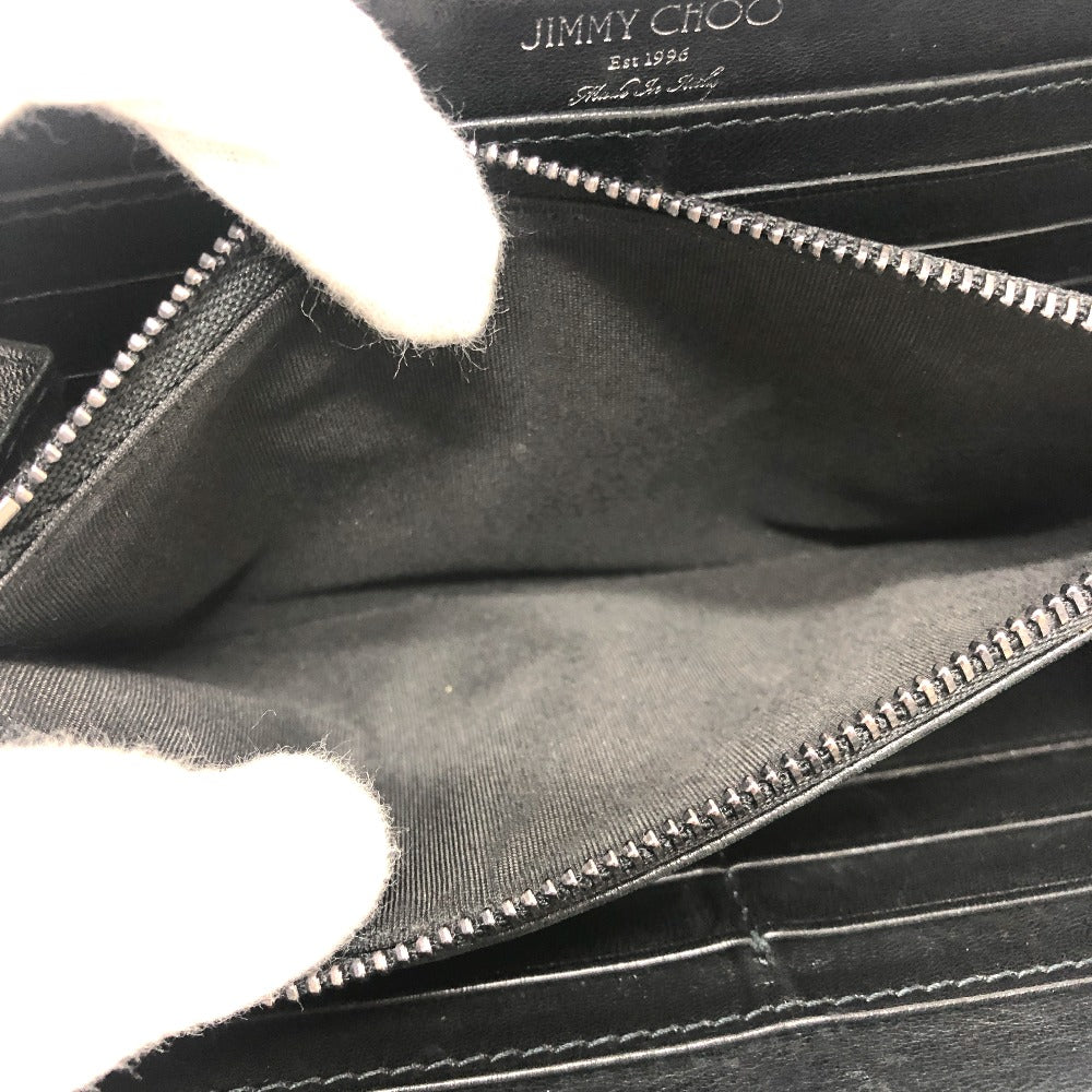 JIMMY CHOO Long Wallet Purse leather black Star motif Women Used Authentic