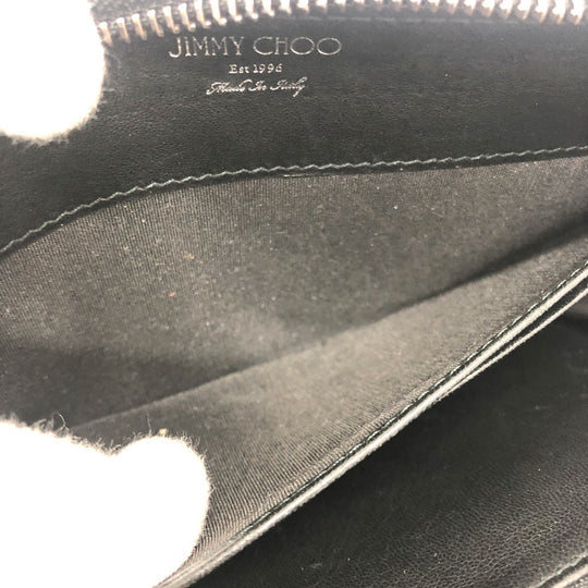 JIMMY CHOO Long Wallet Purse leather black Star motif Women Used Authentic