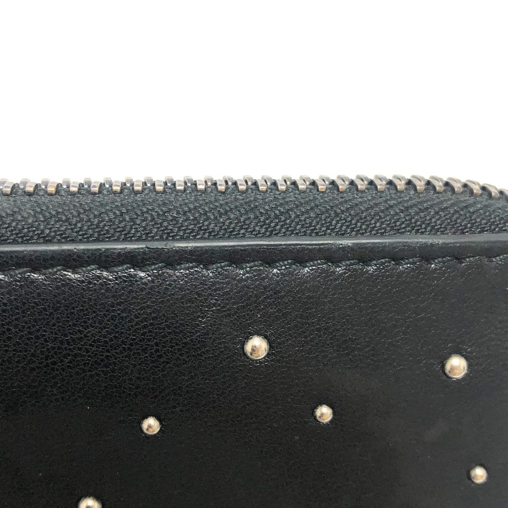 JIMMY CHOO Long Wallet Purse leather black Star motif Women Used Authentic