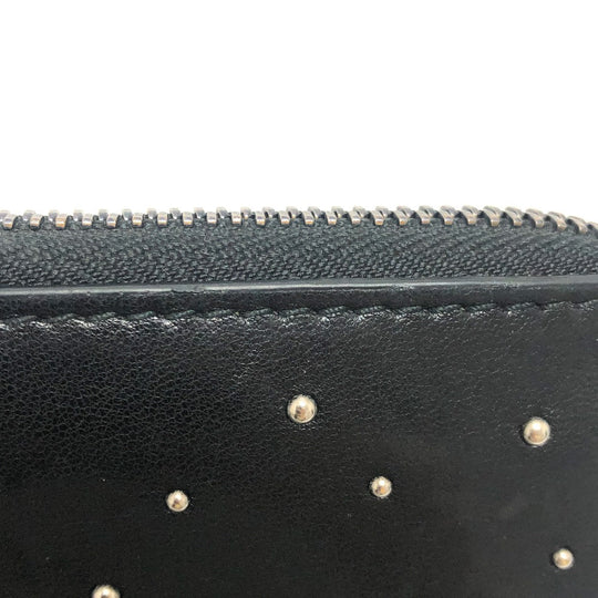 JIMMY CHOO Long Wallet Purse leather black Star motif Women Used Authentic