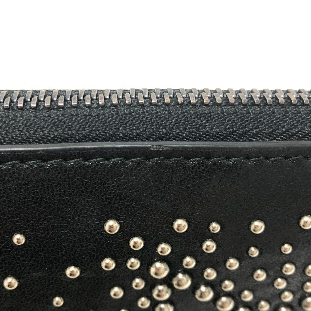 JIMMY CHOO Long Wallet Purse leather black Star motif Women Used Authentic
