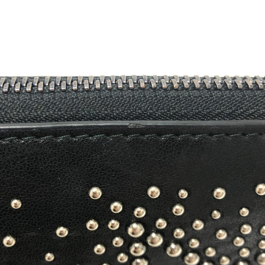 JIMMY CHOO Long Wallet Purse leather black Star motif Women Used Authentic