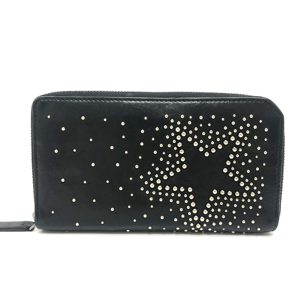 JIMMY CHOO Long Wallet Purse leather black Star motif Women Used Authentic