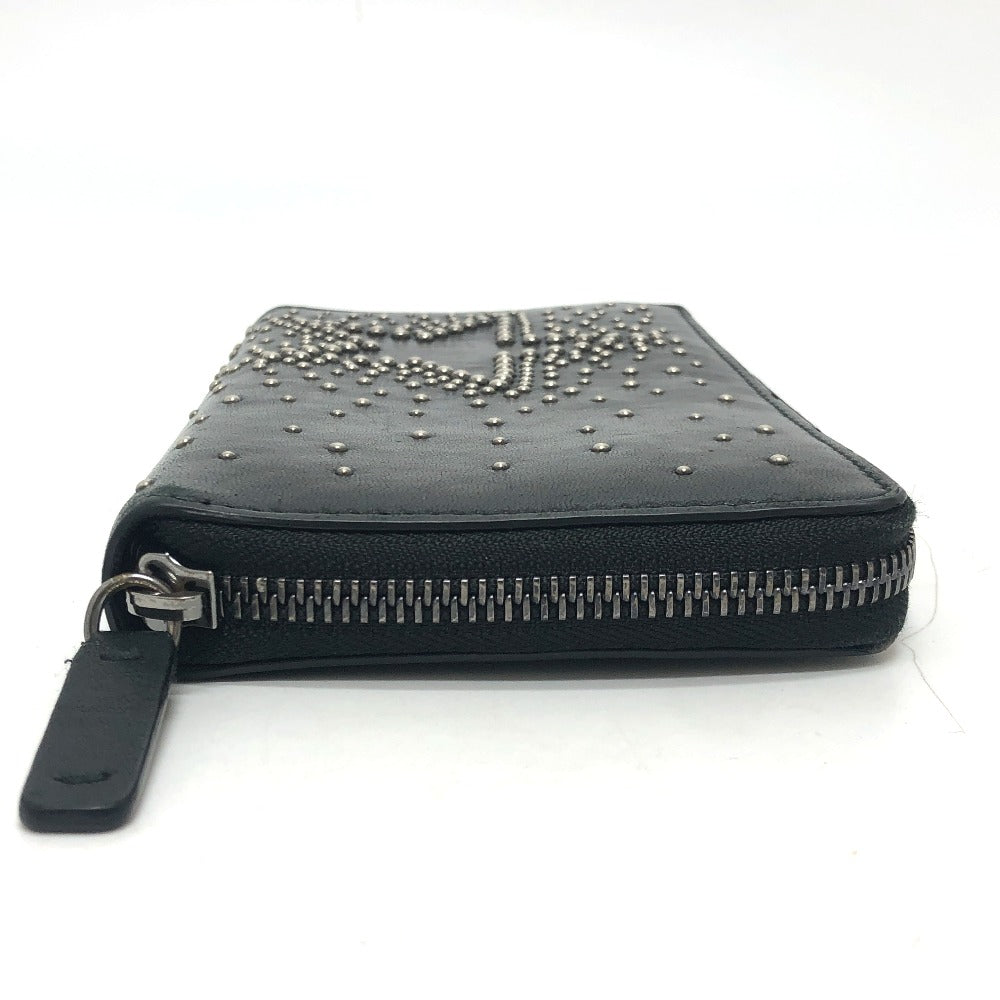 JIMMY CHOO Long Wallet Purse leather black Star motif Women Used Authentic