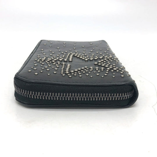 JIMMY CHOO Long Wallet Purse leather black Star motif Women Used Authentic