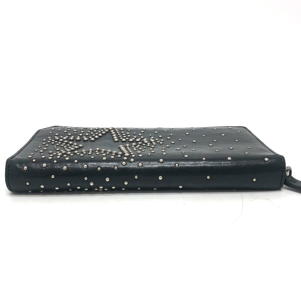 JIMMY CHOO Long Wallet Purse leather black Star motif Women Used Authentic