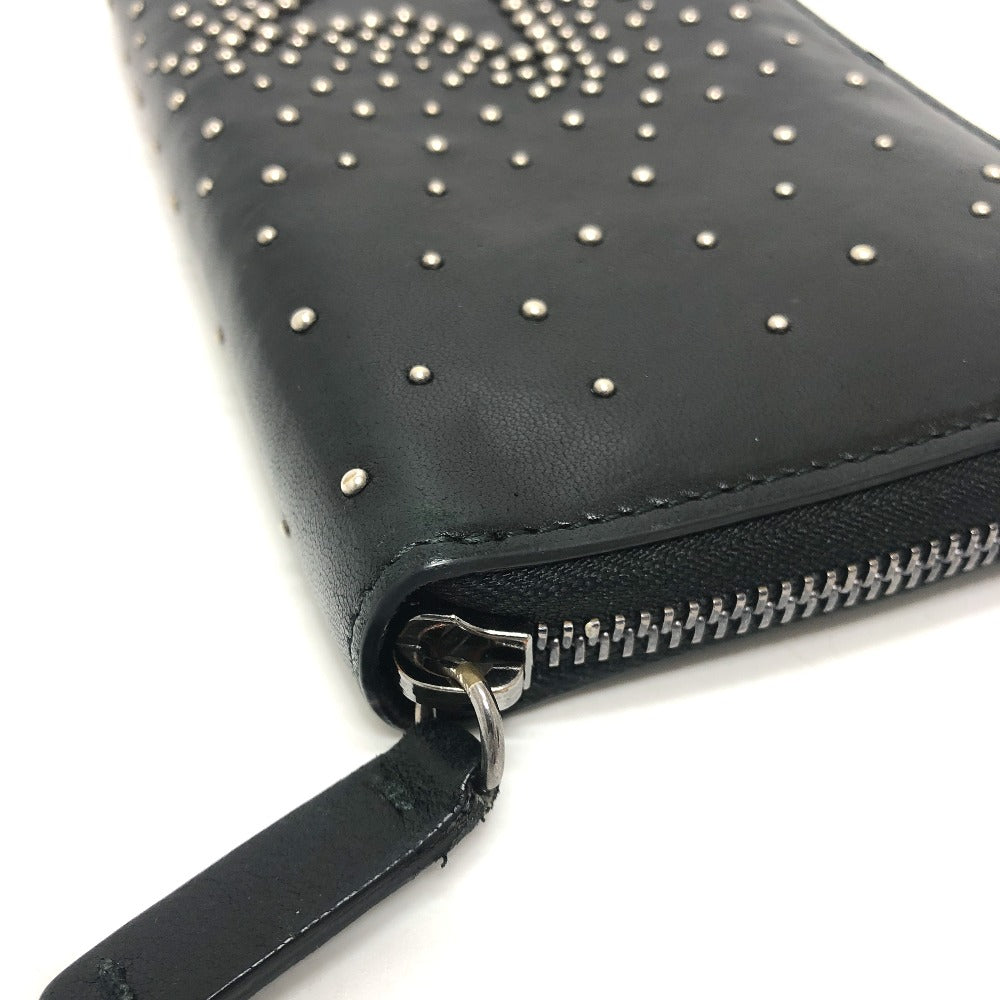 JIMMY CHOO Long Wallet Purse leather black Star motif Women Used Authentic