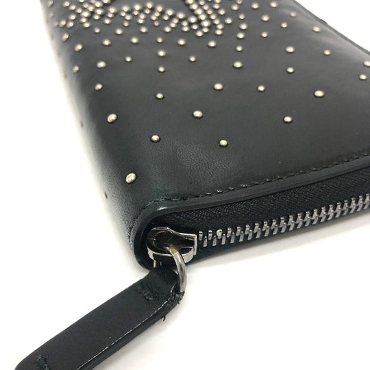 JIMMY CHOO Long Wallet Purse leather black Star motif Women Used Authentic