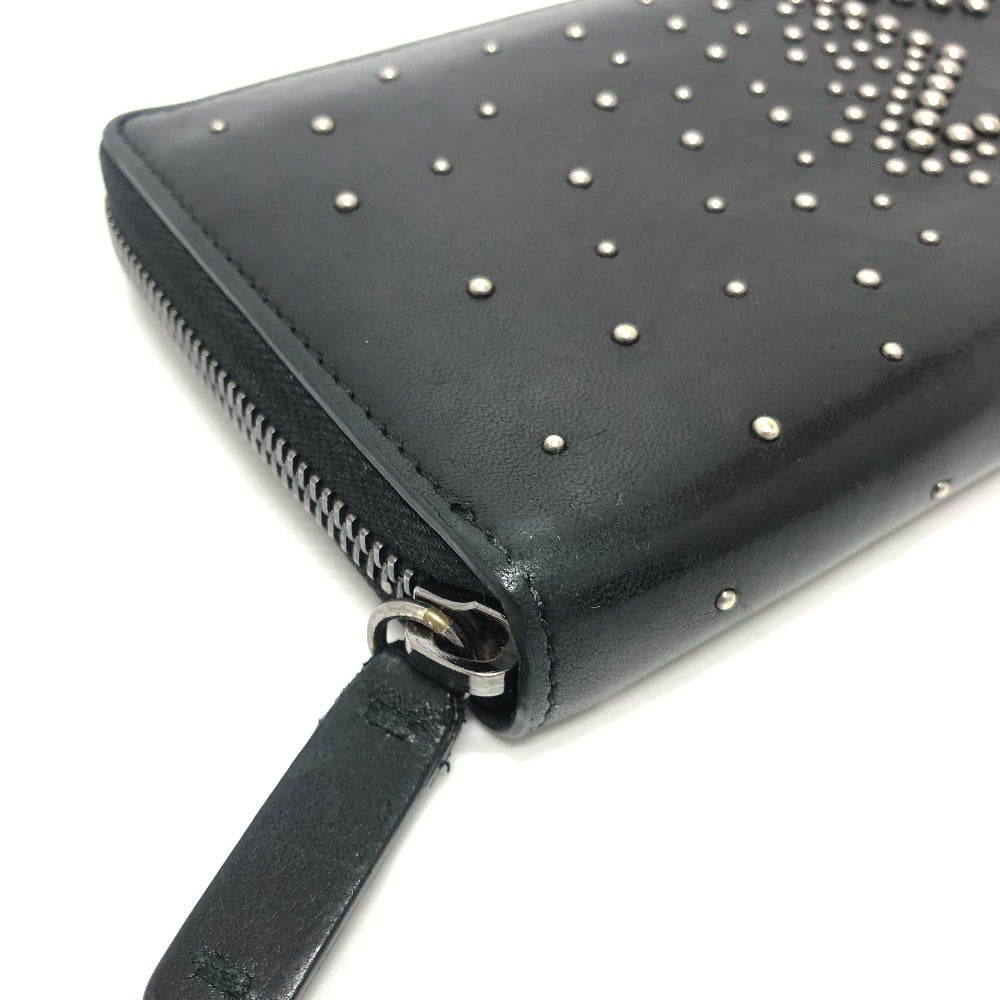 JIMMY CHOO Long Wallet Purse leather black Star motif Women Used Authentic
