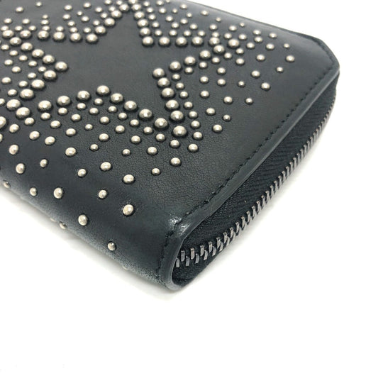 JIMMY CHOO Long Wallet Purse leather black Star motif Women Used Authentic