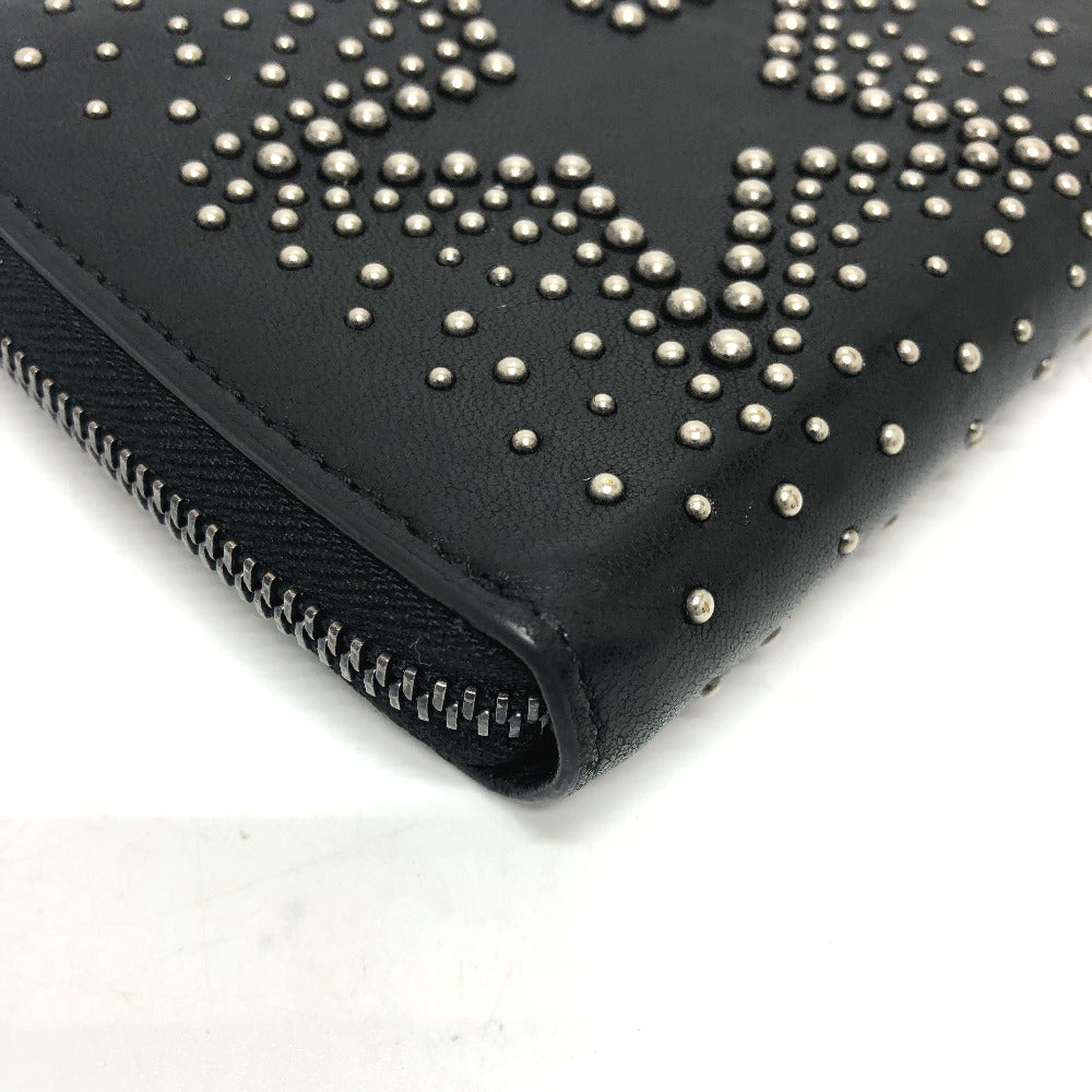JIMMY CHOO Long Wallet Purse leather black Star motif Women Used Authentic