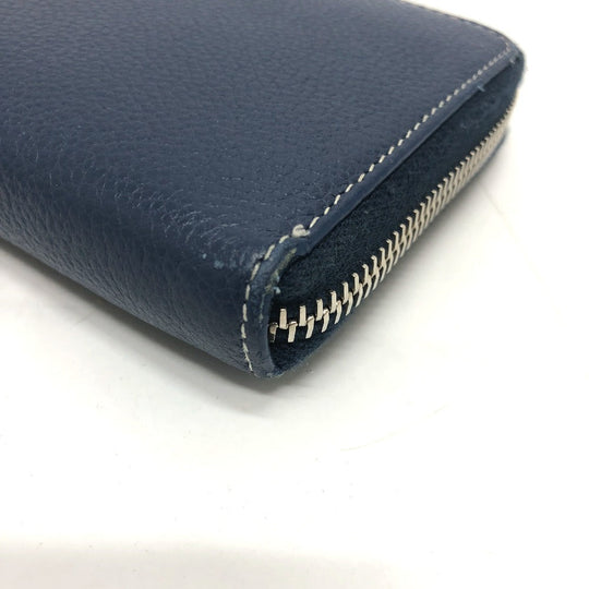SAINT LAURENT PARIS Long Wallet Purse leather Navy Zip Around mens Used Authentic
