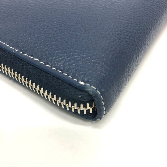 SAINT LAURENT PARIS Long Wallet Purse leather Navy Zip Around mens Used Authentic
