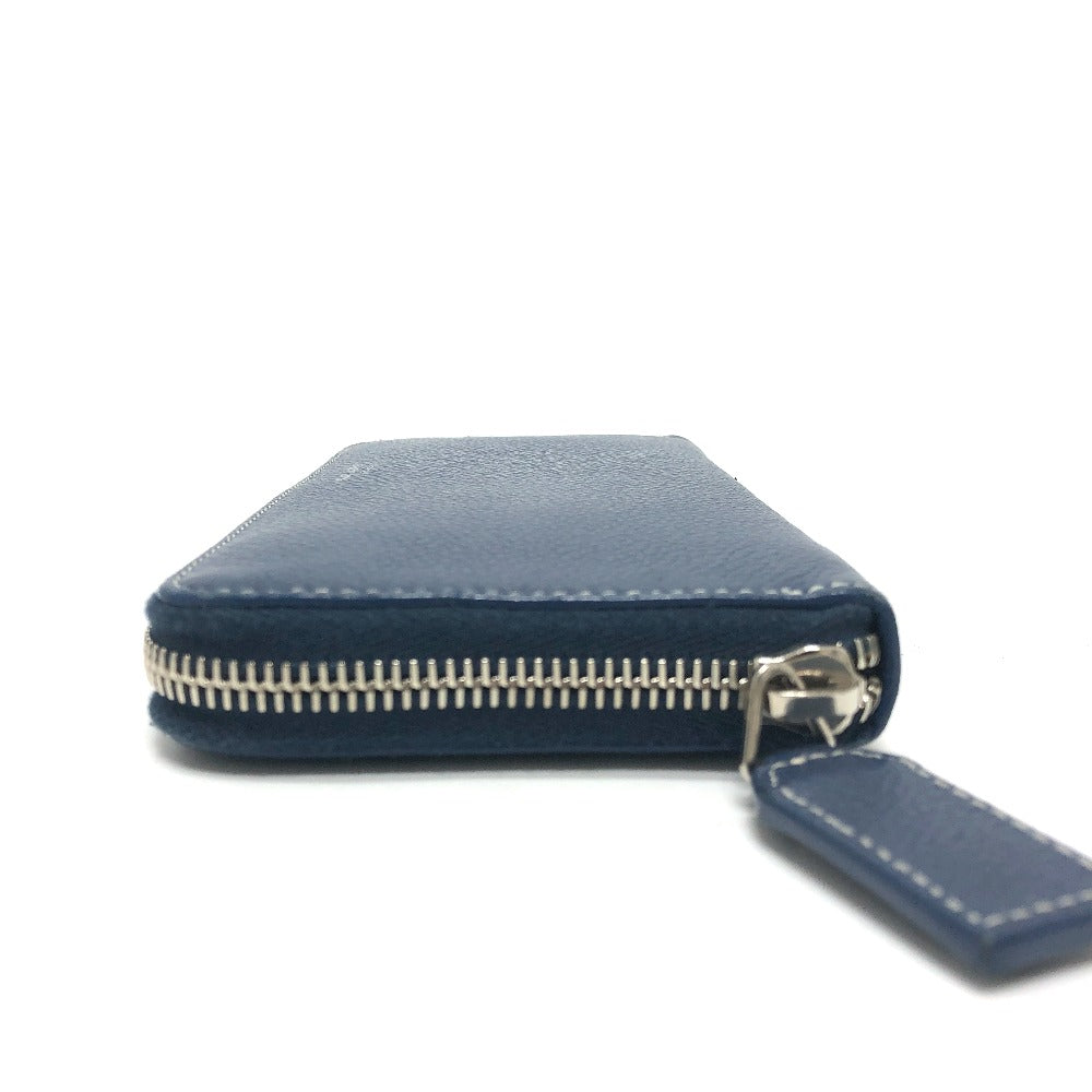 SAINT LAURENT PARIS Long Wallet Purse leather Navy Zip Around mens Used Authentic