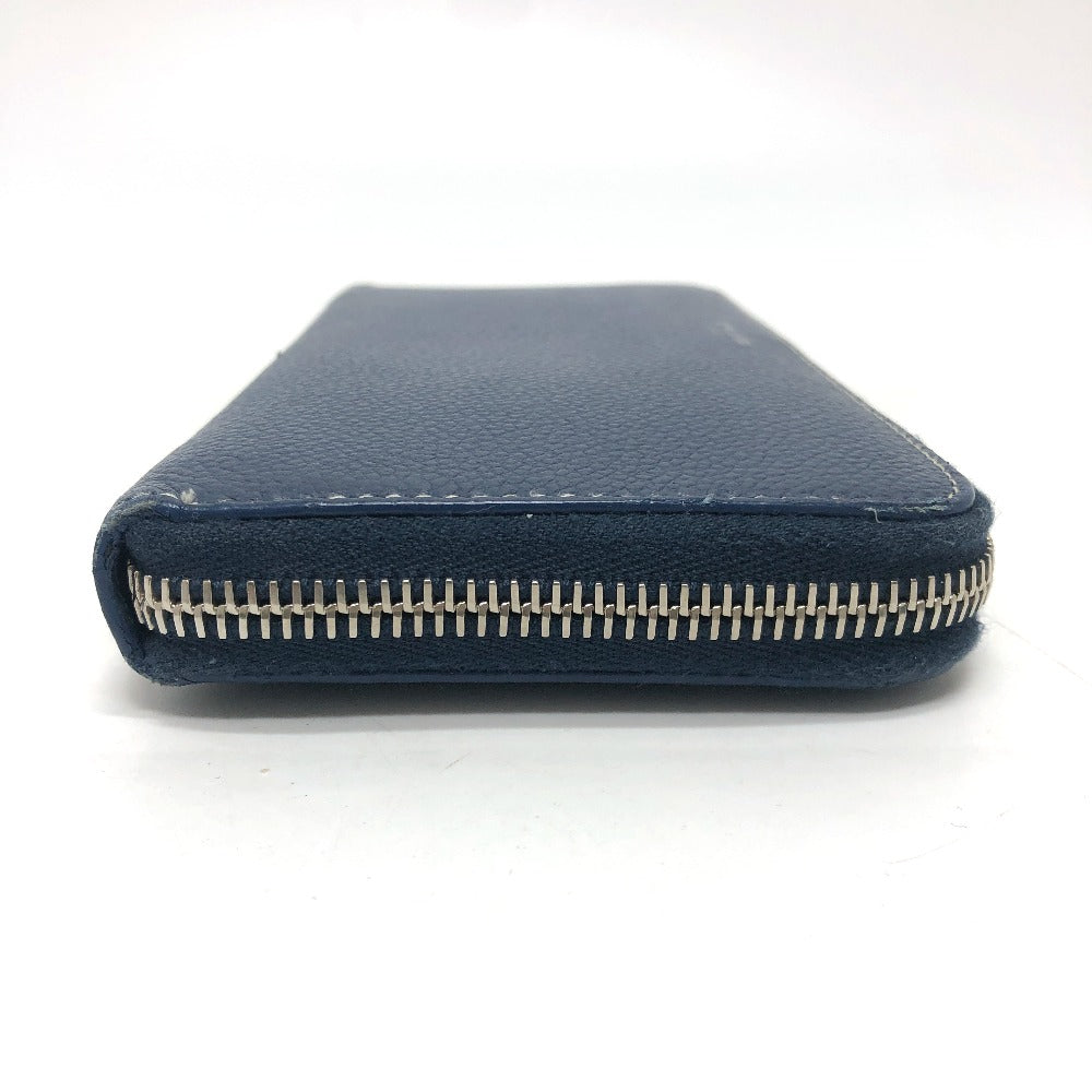 SAINT LAURENT PARIS Long Wallet Purse leather Navy Zip Around mens Used Authentic
