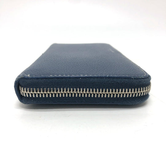 SAINT LAURENT PARIS Long Wallet Purse leather Navy Zip Around mens Used Authentic