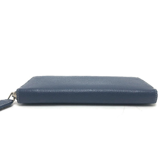 SAINT LAURENT PARIS Long Wallet Purse leather Navy Zip Around mens Used Authentic