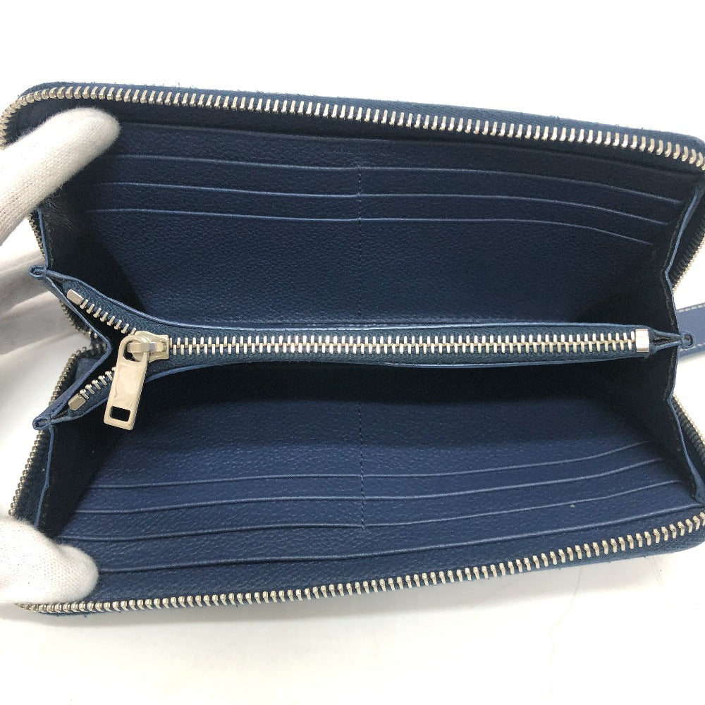 SAINT LAURENT PARIS Long Wallet Purse leather Navy Zip Around mens Used Authentic