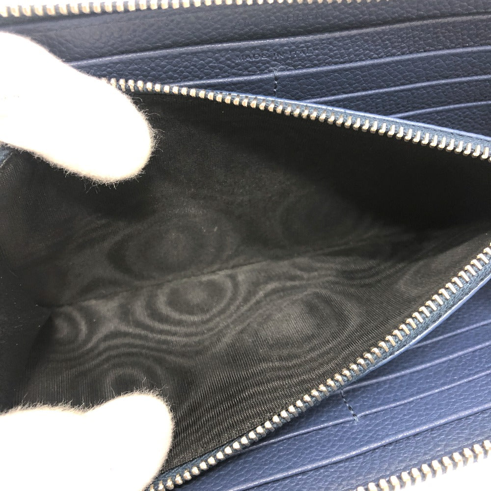 SAINT LAURENT PARIS Long Wallet Purse leather Navy Zip Around mens Used Authentic