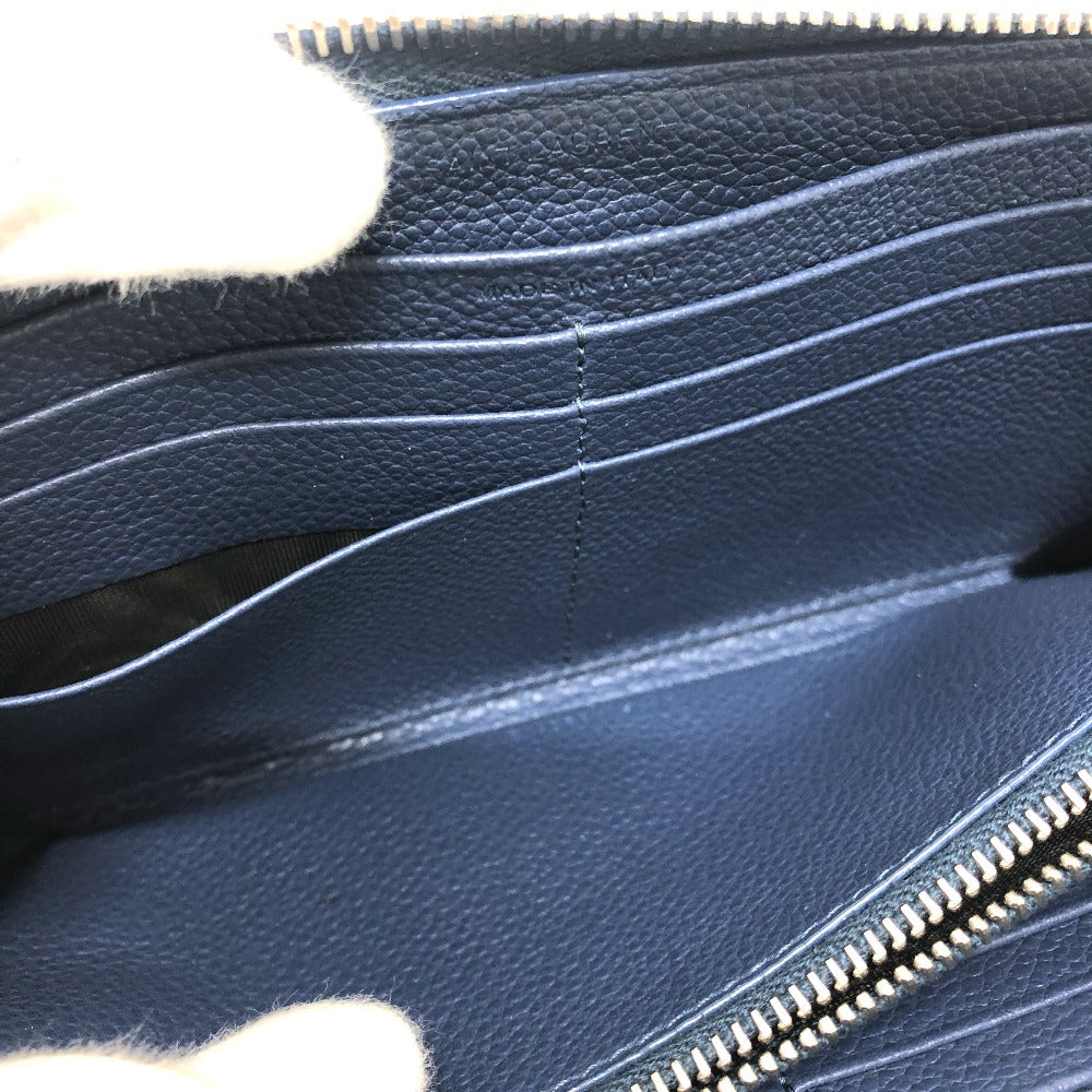 SAINT LAURENT PARIS Long Wallet Purse leather Navy Zip Around mens Used Authentic