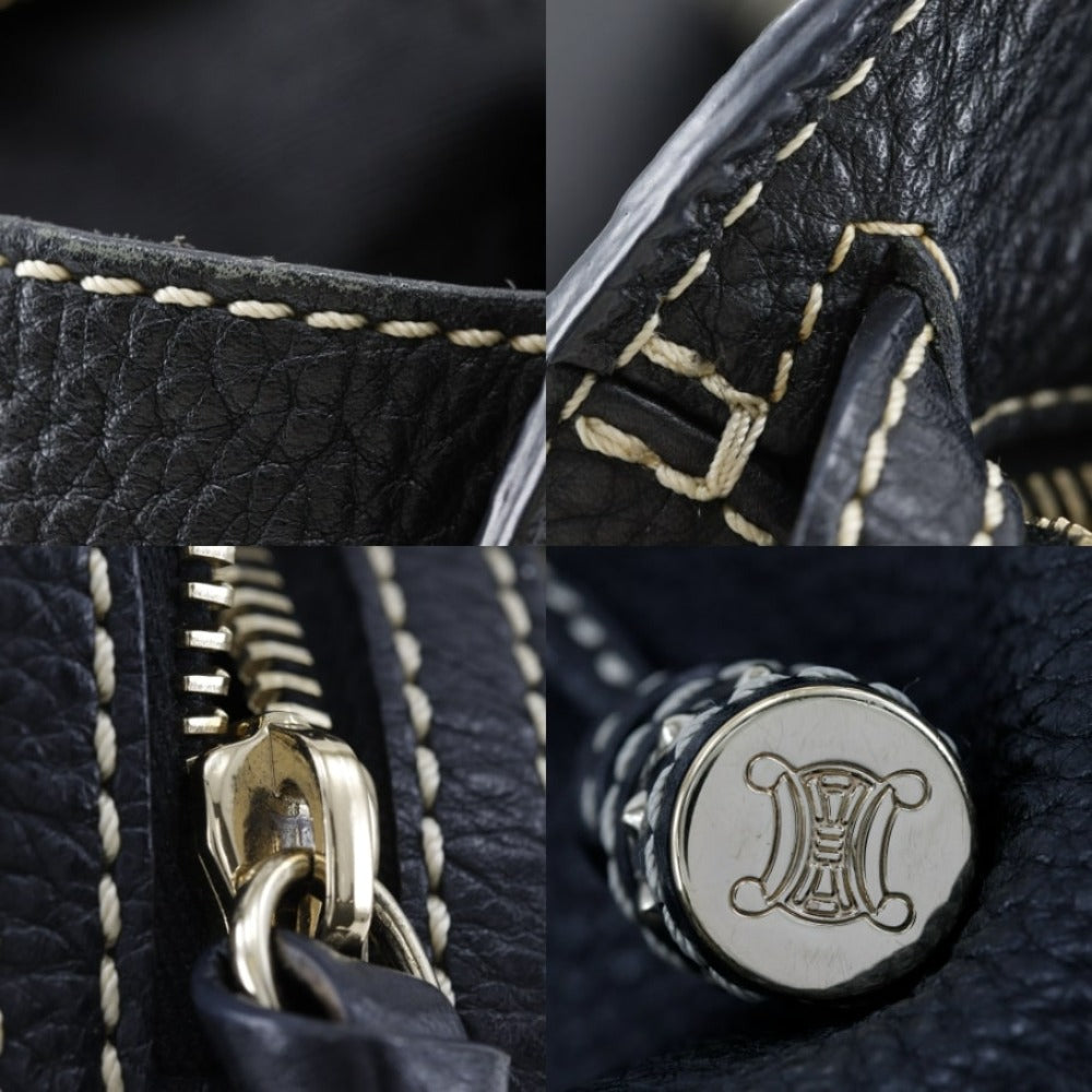 CELINE Tote Bag leather black Women Used Authentic