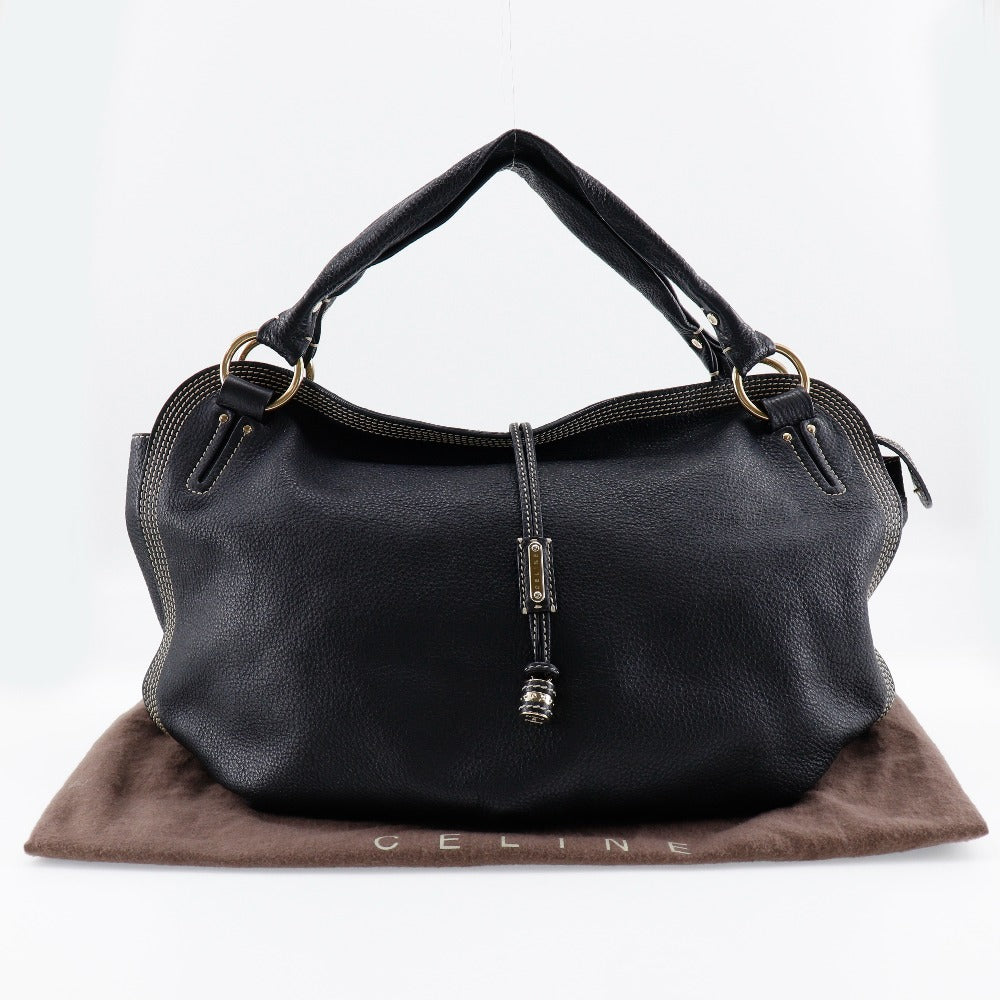 CELINE Tote Bag leather black Women Used Authentic