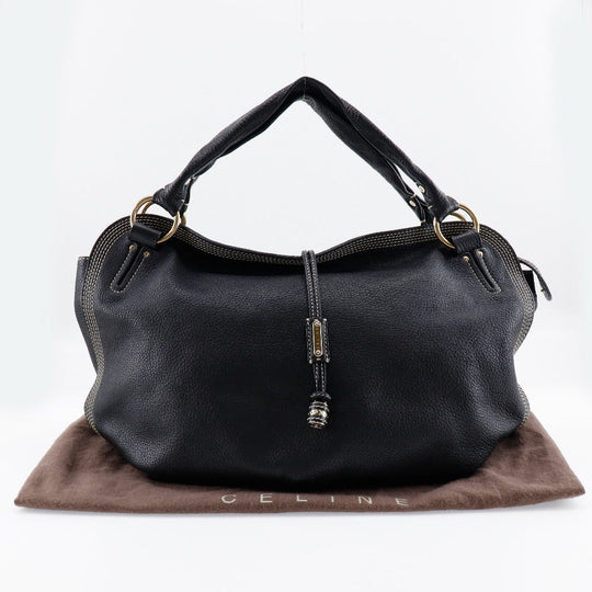 CELINE Tote Bag leather black Women Used Authentic