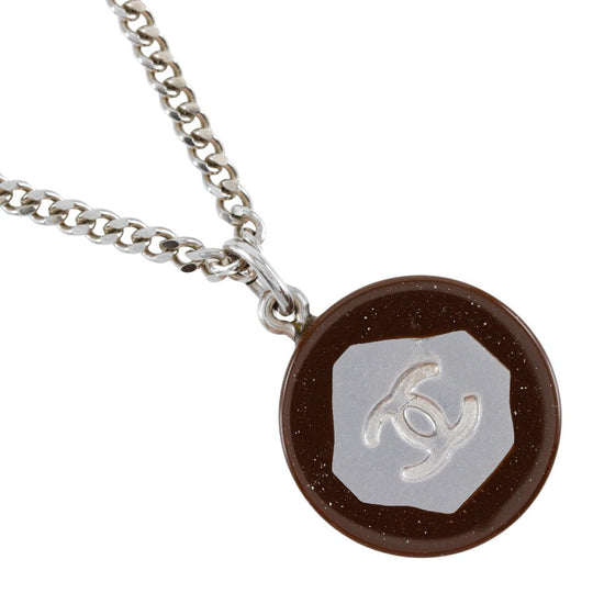 CHANEL Necklace Metal, Plastic Silver COCO Mark Women Used Authentic