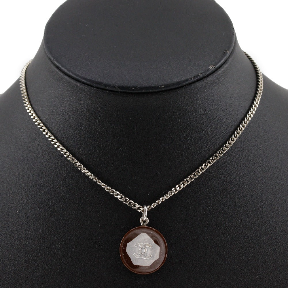 CHANEL Necklace Metal, Plastic Silver COCO Mark Women Used Authentic