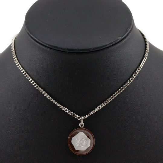 CHANEL Necklace Metal, Plastic Silver COCO Mark Women Used Authentic