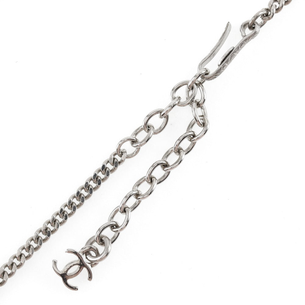 CHANEL Necklace Metal, Plastic Silver COCO Mark Women Used Authentic