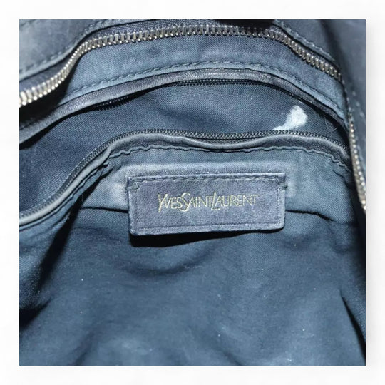 Saint Laurent Cavas Chic Handbag Leather Black Gold