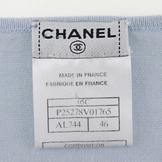 CHANEL knit P25278V01765 cotton light blue COCO Mark Women 46 Used Authentic