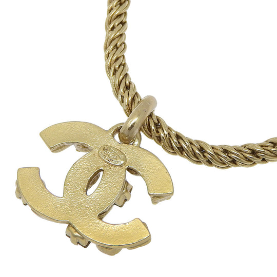 CHANEL Necklace Plated Gold, Rhinestones gold COCO Mark Gripoa Women Used Authentic