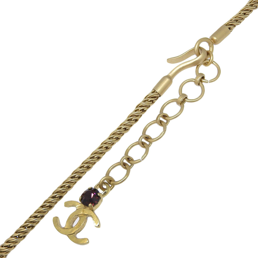 CHANEL Necklace Plated Gold, Rhinestones gold COCO Mark Gripoa Women Used Authentic