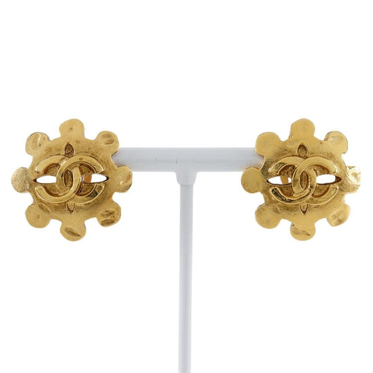 CHANEL Earring Plated Gold gold vintage COCO Mark Women Used Authentic