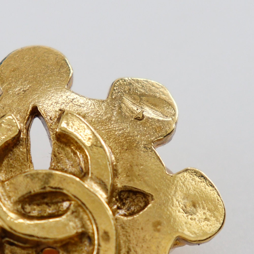 CHANEL Earring Plated Gold gold vintage COCO Mark Women Used Authentic