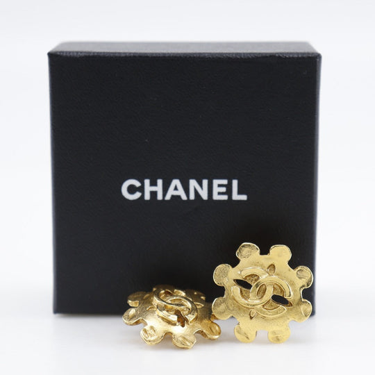 CHANEL Earring Plated Gold gold vintage COCO Mark Women Used Authentic
