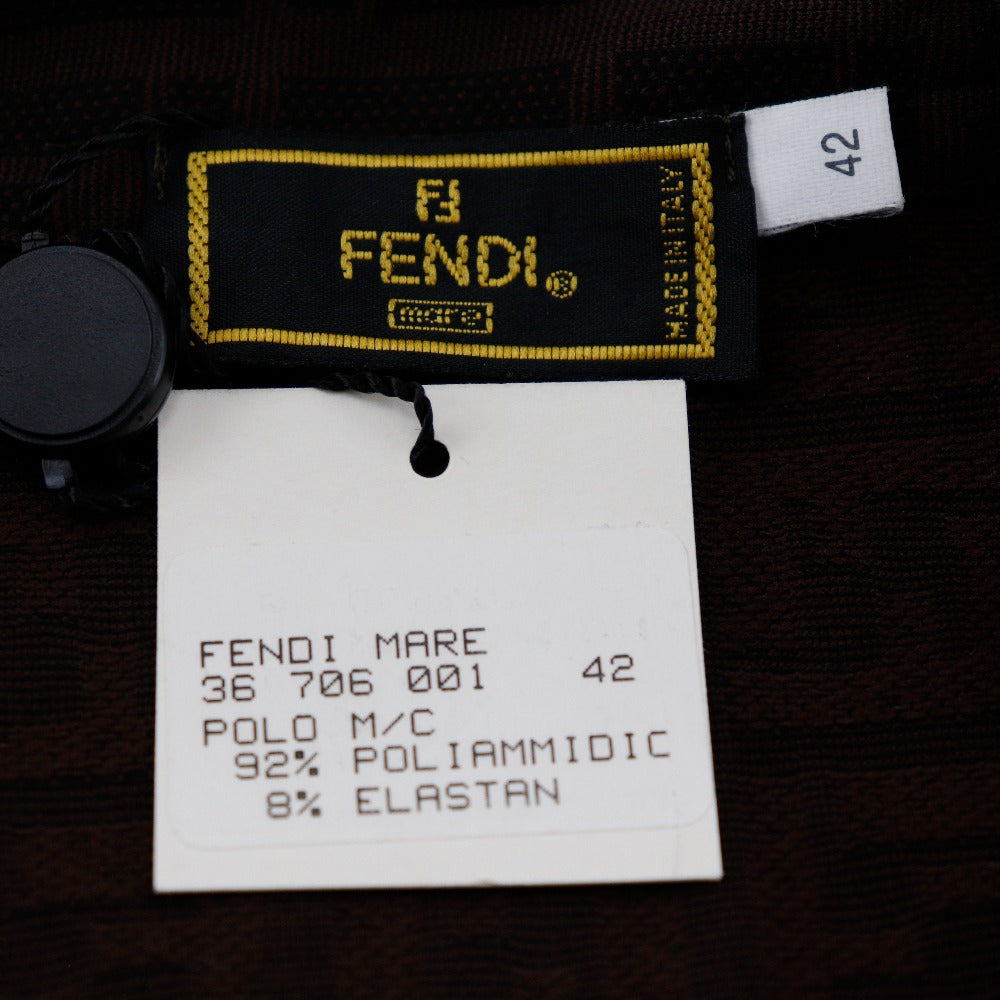 FENDI Short sleeve polo shirt Rayon Brown Zucca Women 42 Used Authentic