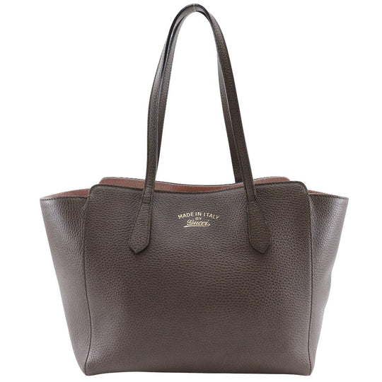 GUCCI Tote Bag 354408 leather Brown Swing medium Women Used Authentic