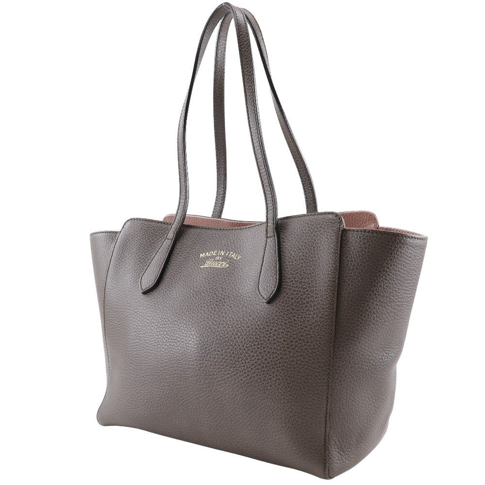 GUCCI Tote Bag 354408 leather Brown Swing medium Women Used Authentic