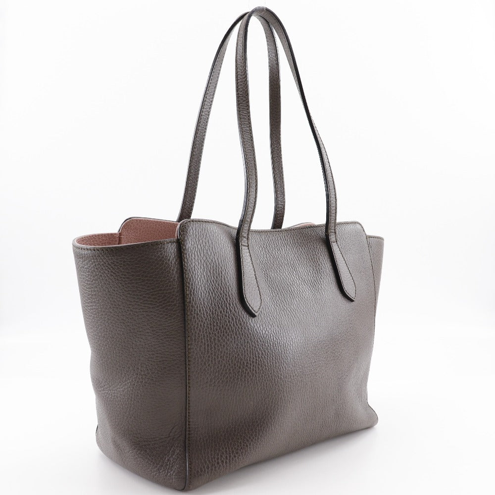 GUCCI Tote Bag 354408 leather Brown Swing medium Women Used Authentic