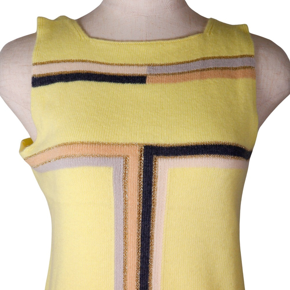 CHANEL knit P17019W02730 Cashmere, Rayon, Polyester yellow 01C No sleeve Women 40 Used Authentic