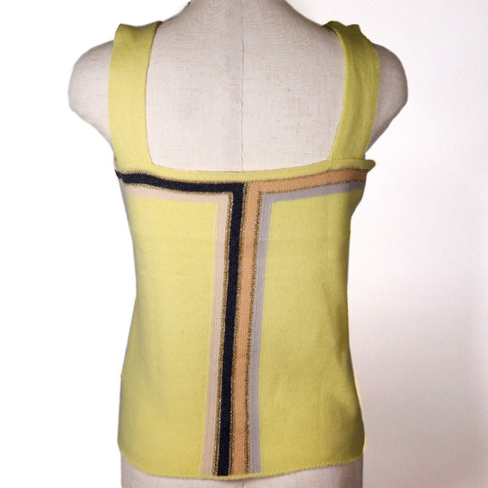 CHANEL knit P17019W02730 Cashmere, Rayon, Polyester yellow 01C No sleeve Women 40 Used Authentic