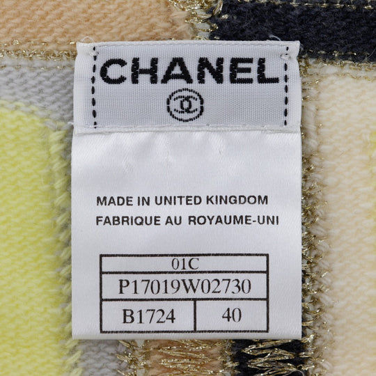 CHANEL knit P17019W02730 Cashmere, Rayon, Polyester yellow 01C No sleeve Women 40 Used Authentic