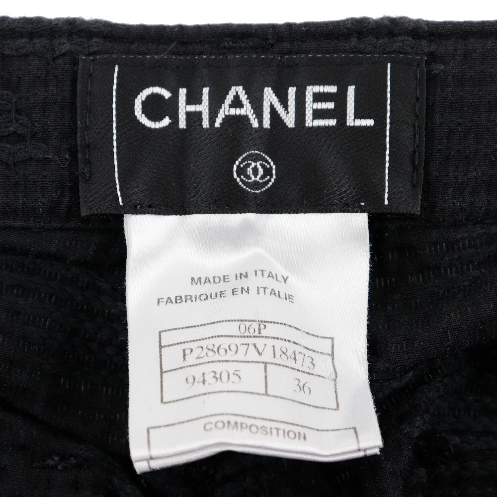 CHANEL Pants P28697V18473 cotton black 06P icon Women 36 Used Authentic