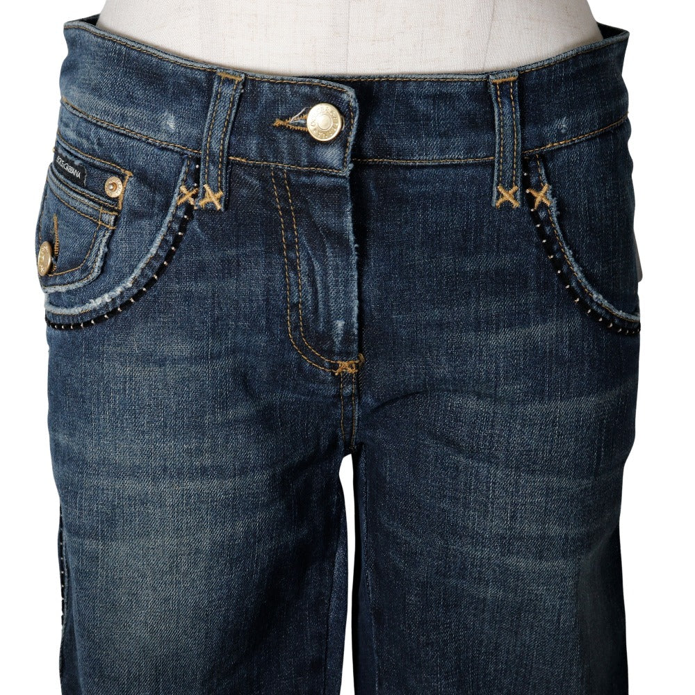 DOLCE&GABBANA Cropped pants cotton Blue damage Sabrina denim Women 40 Used Authentic