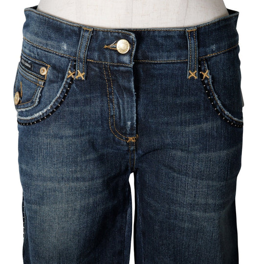 DOLCE&GABBANA Cropped pants cotton Blue damage Sabrina denim Women 40 Used Authentic