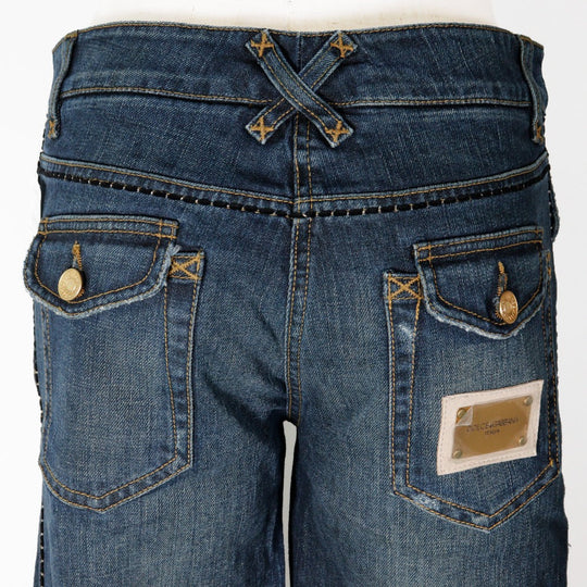 DOLCE&GABBANA Cropped pants cotton Blue damage Sabrina denim Women 40 Used Authentic